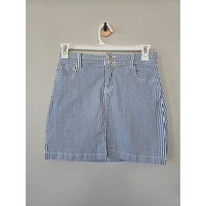 Maurices Striped Denim Mini Skirt Size 6 Coastal Cowgirl Stretch Summer French